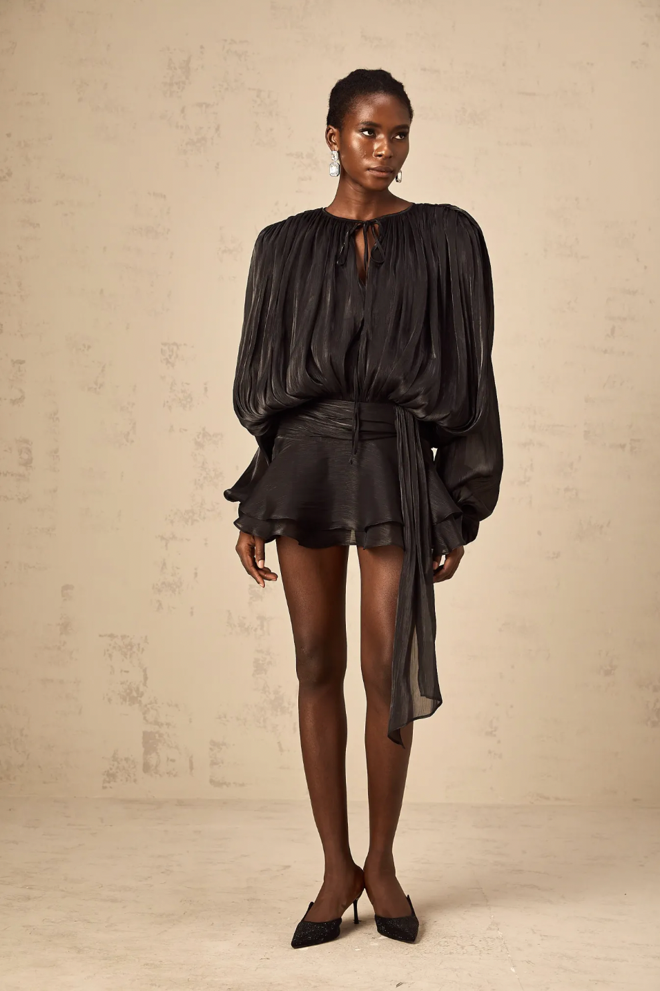 Stella Pleated Ruffled Mini Dress